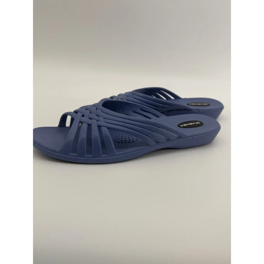 Okabashi Womens Georgia Cross-Strap Slide Sandals Indigo Blue Size L 9.5-10.5